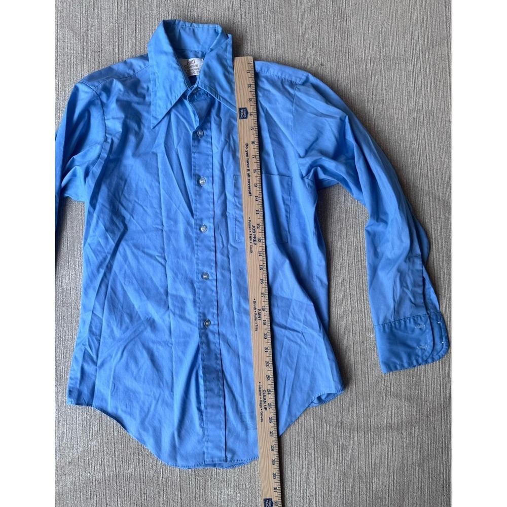 Vintage Arrow Kent Collection Shirt Mens 14.4 -32 Blue Button Up Long Sleeve 70s - Picture 5 of 12